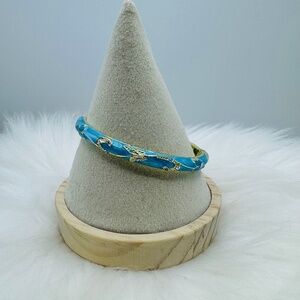 Flower Enamel Cloisonne Bracelet Bangle in Blue Style 2
